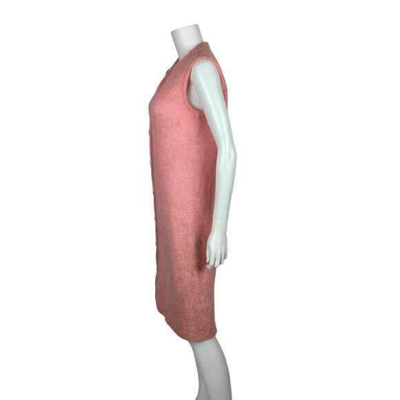 Vintage 60s Sweater Dress Womens Medium Pink Mohair Button Down Sleeveless Shift - Picture 8 of 10